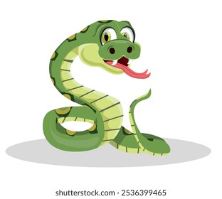 Illustration of funny green snake.