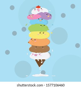 illustration of funny ice cream for your background