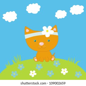 The illustration with funny kitten