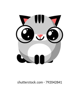 illustration of funny kitten media icon smiley