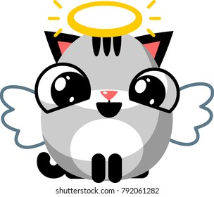 illustration of funny kitten media icon smiley