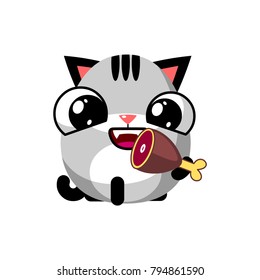 illustration of funny kitten media icon smiley