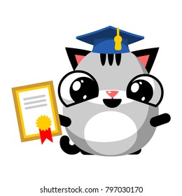 illustration of funny kitten media icon smiley, cat student