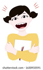 illustration with funny laughing girl