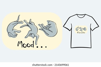 Illustration of funny lazy sleeping cats for decoration, poster and ready to print for t shirts, relax, namaste vector