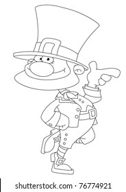 illustration of a funny Leprechaun outlined