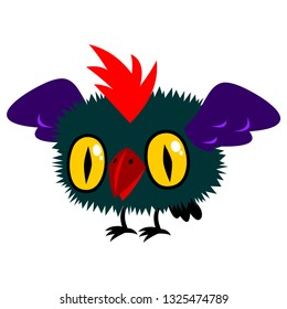 Illustration of a funny little monster bird.