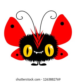 Illustration of a funny little monster butterfly.