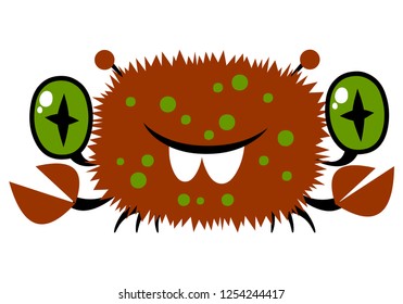 Illustration of a funny little monster crab.