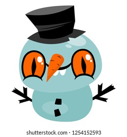 Illustration of a funny little monster snowman.