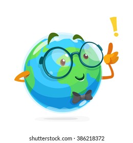 Illustration of funny mascot earth glasses