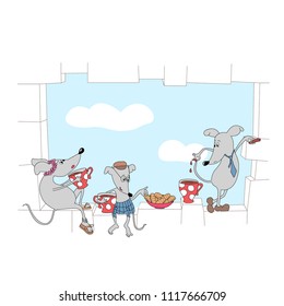 illustration with funny mice