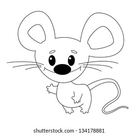 illustration of a funny mouse outlined