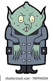 Illustration funny nosferatu vampire in a flat cartoon style