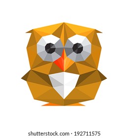 Illustration of funny origami owl isolated on white background