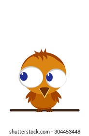 Illustration of a funny owl in glasses sitting on a branch. Vector EPS10