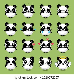 illustration of funny panda media icon smiley set