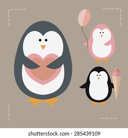 An illustration with funny penguins characters