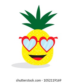 Illustration with funny pineapple in glasses