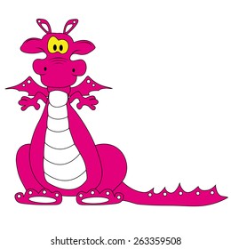 Illustration of a funny pink dragon 