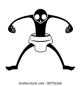 Illustration of funny puppet with diapers