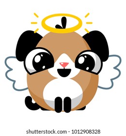 illustration of funny puppy dog media icon smiley, happy dog angel