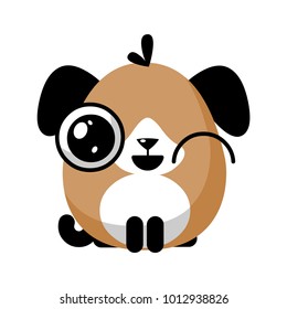 illustration of funny puppy dog media icon smiley