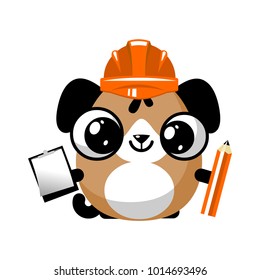 illustration of funny puppy dog media icon smiley, builder engineer