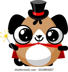 illustration of funny puppy dog media icon smiley, magician