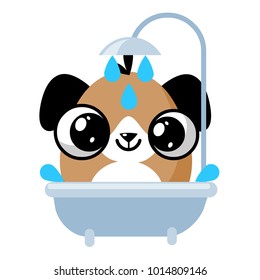 illustration of funny puppy dog media icon smiley, bathroom