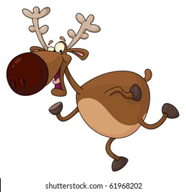 illustration of a funny running deer