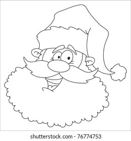 illustration of a funny santa head outlined