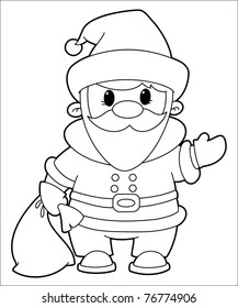 illustration of a funny santa outlined