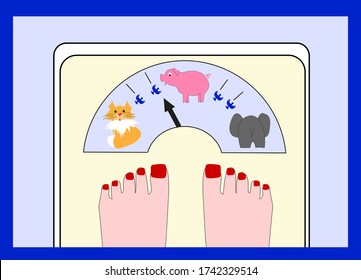 An illustration of funny scales. Humorous picture. Vector image.