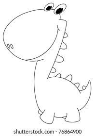 illustration of a funny smiling dino outlined