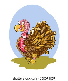 Illustration of funny Thanksgiving turkey