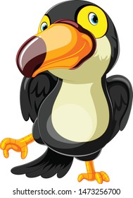 illustration of funny toucan cartoon dancing