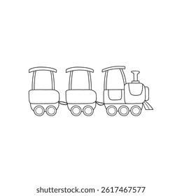 illustration of funny the train, doodle concept and white background, good for coloring book.