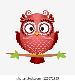 illustration of funny vintage brown owl