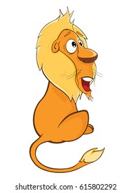 Illustration of a Funny Yellow Lion. Cartoon Character