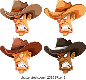 Illustration of a furious cowboy wearing a hat