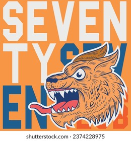 illustration of a furious puma tiger in college style with varsity texts with simulation of embroidery and contrasting background, college color.