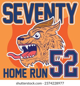 illustration of a furious puma tiger in college style with varsity texts with simulation of embroidery and contrasting background, college color.