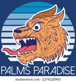 illustration of a furious puma tiger in college style with varsity texts with simulation of embroidery and contrasting background, college color.