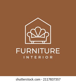 Illustration Furniture interior sofa house outline logo icon vector