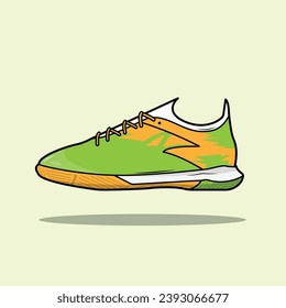 The Illustration of Futsal Shoes Green Orange