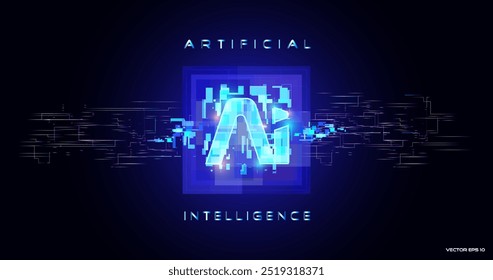 Ilustración, futuro, azul, artificial, cerebro, tecnología, abstracto, digital, conectar, Vector, futurista, ordenador, red, concepto, circuito, fondo, inteligencia, cpu, ai, tecnología, línea, ciencia, 