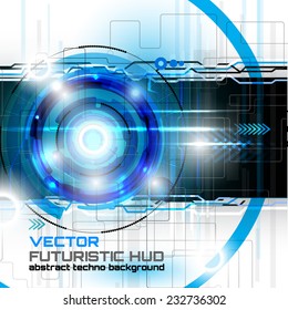 illustration of Futuristic interface background HUD, abstract technology,  techno circle, vector