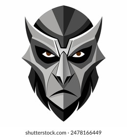 Illustration of futuristic robot face mask, ideal for armor or cyberthemed design projects