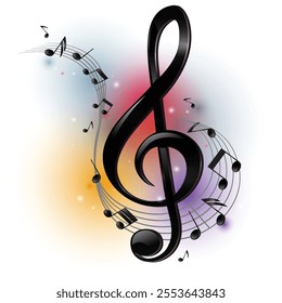 Illustration of G Clef with Music Notes